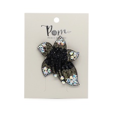 Black Mix Crystal Floral Brooch by Peace of Mind